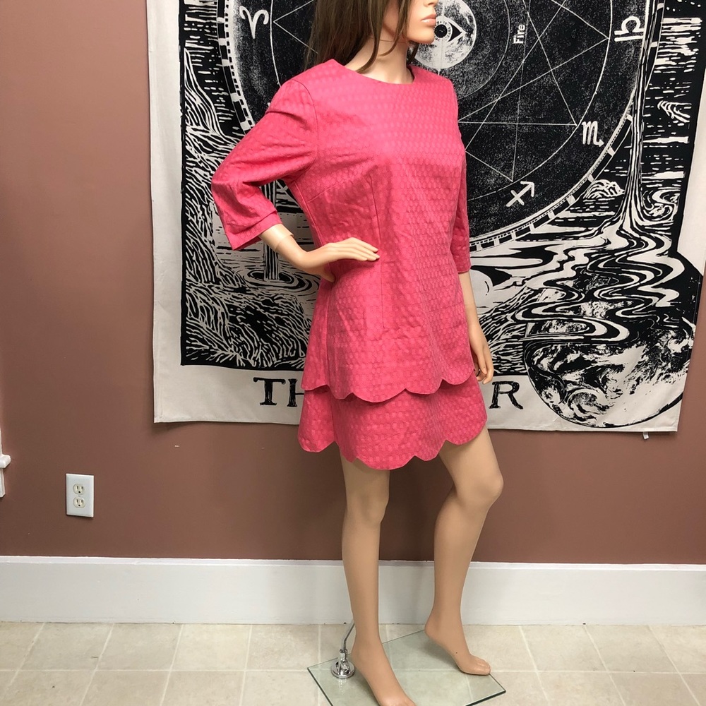 ASOS Pink 100% Cotton Double Scalloped Dress, 10